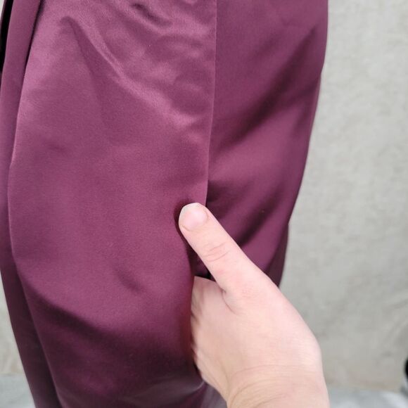 Bill Levkoff Satin Burgundy Strapless A-line Formal Evening Bridesmaid Dress - Picture 5 of 11